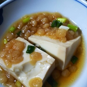 材料コレだけ！豆腐と揚げ玉の簡単煮物